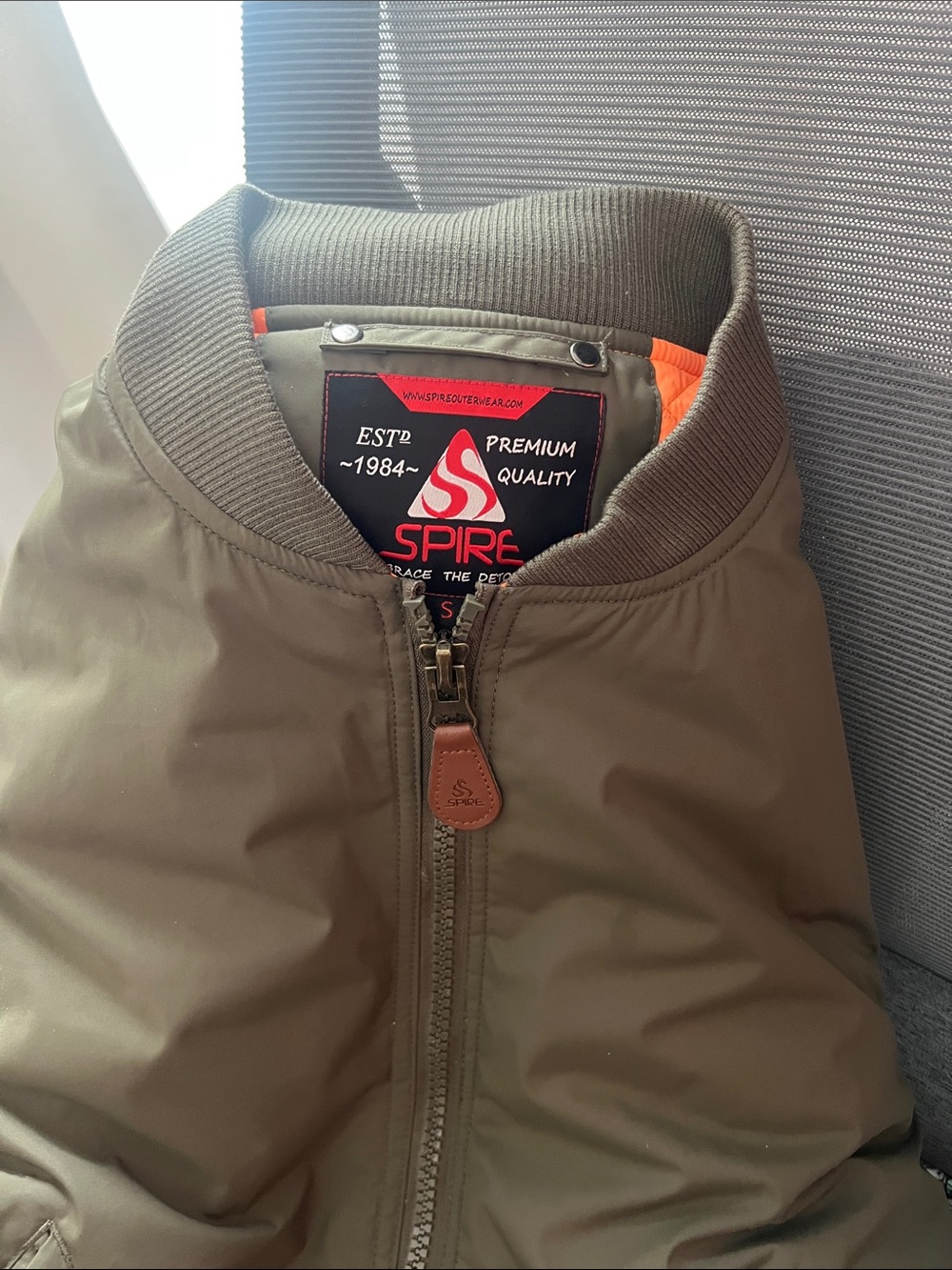 Spire Olive Bomber Jacket with Orange Lining
